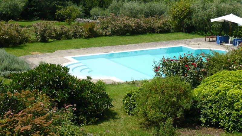 Piscina in cemento bordo sfioro con mosaico